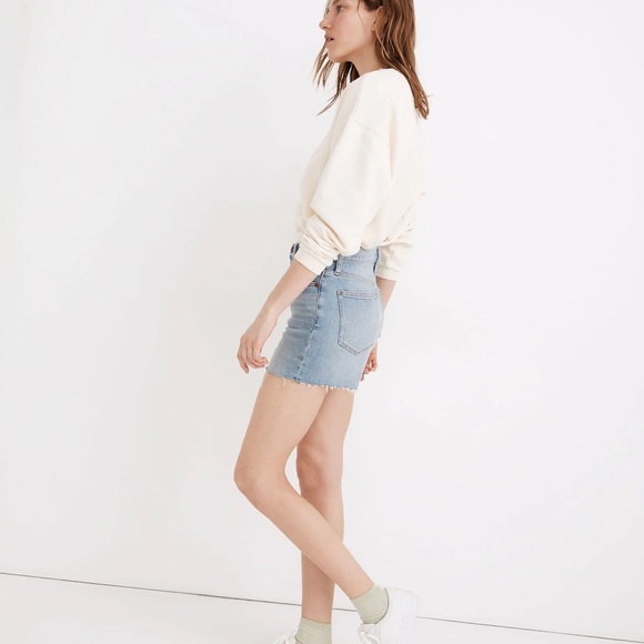 🎆 Madewell High-Rise Denim Shorts Blue Cut Off shorts 27 4 Stretch Raw hem Jean - Picture 4 of 12